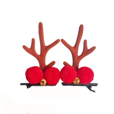 China European and American Wholesale Red Cute Plush Hairpin Christmas Style 3D Holiday Deer Hot Sale Deer Hair Clip Accessories for sale