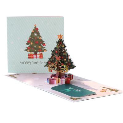 China Christmas Tree Gift Card Wholesale 3D Europe Christmas Greeting Card Small Blessing Creative Message Color Printing for sale