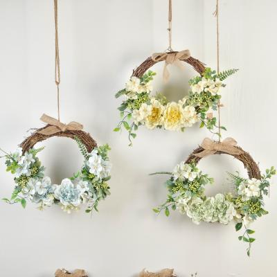 China Artificial Flowers Spring Flower Wreath 33CM Simulation Garland Decoration With Artificial Flower For Front Door Home Window Wall Wedding Party for sale