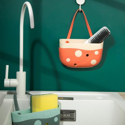 China Viable Hanging Soap Sponge Drain Holder Kitchen Sink Silicone Basket Instrument Storage Basket Faucet Holder Soap Kitchen Accessories for sale