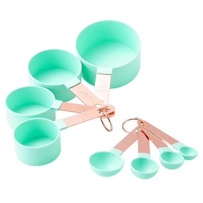 China Viable measuring cups and measuring cups set of 8 PCS Stainless Steel Silicone Handle Reusable Cup Kitchen Cooking Measuring Tools for DIY for sale