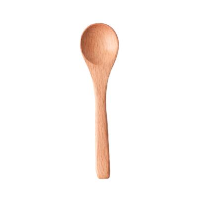 China Viable Factory Wholesale Beech Wooden Spoon Jam Seasoning Spoon Small Contract And Plain Solid Color Wooden Spoon for sale