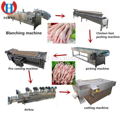 China Chicken Feet Processing Automatic Chicken Feet Cleaning Blanching Peeling Cutting Machine Processing Line for sale