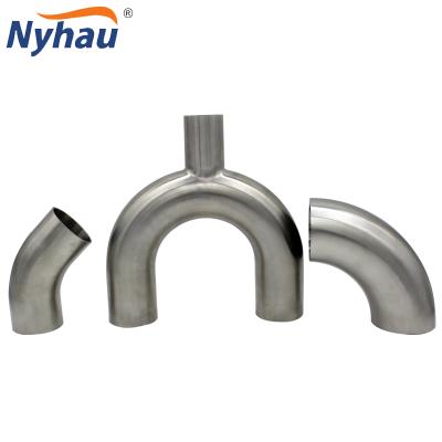 China beer nyhau sanitary pipe stainless steel tube fittings 304 weld nipple 3A elbow tee union pipe fittings for sale