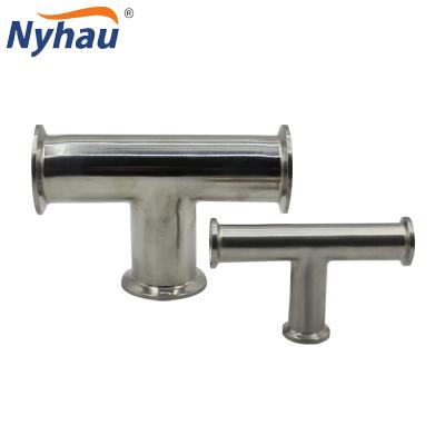 China Beer nyhau factory price stainless steel 3 way elbow flange tee sanitary pipe fitting for sale