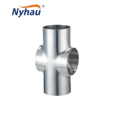 China beer nyhau 304 316 4 way stainless steel cross DIN 3A short flat welded sanitary pipe fittings for sale