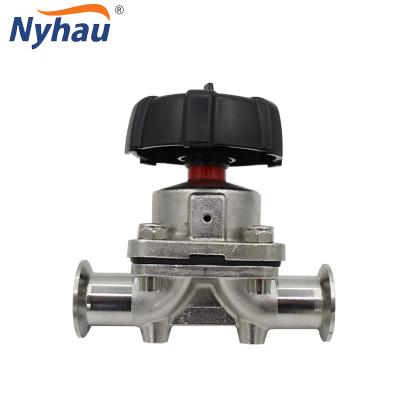 China nyhau 304 food processing nyhau 304 diaphragm valve manual welding flange U type diaphragm valve tee pharmaceutical for sale