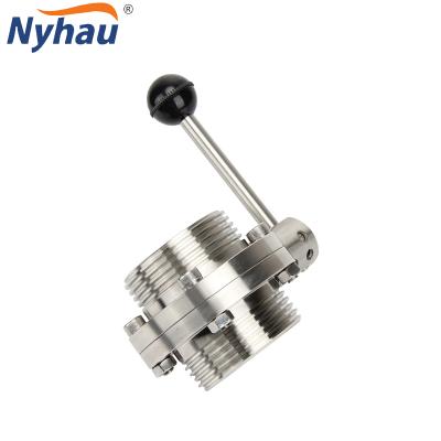 China General nyhau dn500 dn700 food grade stainless steel vacuum threaded butterfly valve 3A high temperature for sale