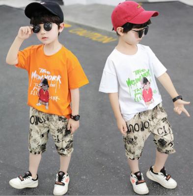 China Hip Hop Children's Suit New Boy's Summer 2023 Animal Printed Handsome Two-piece Suit Summer Short Sleeve T-shirt for sale