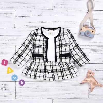 China 2023 Girls Casual Clothes Long Sleeve Dress Costume Two Pieces Plaid Coat Tutu Dress Birthday Party Girls Clothing Sets for sale