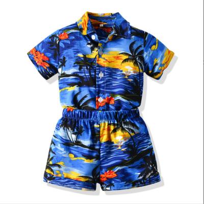 China Boys Casual 2023 Summer Clothes Hawaiian Short Sleeve Shirt Shorts Two Piece Set Kids Shirt Customized Wholesale for sale