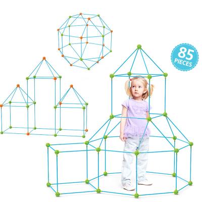 China Creative Constructor Castle Tunnels Building Toy 85pcs Kids DIY Tent Construction Push Back Toy Science Education 3D Game House Toys Fort Building Kit for sale