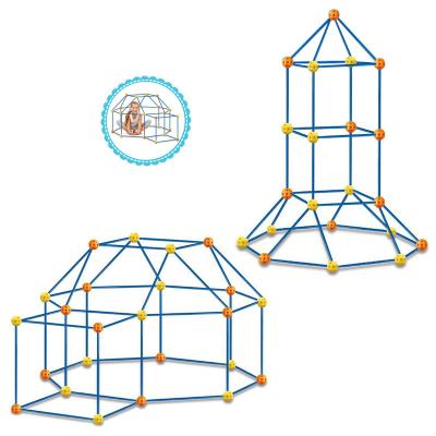 China Educational Building Toy 69pcs Kids Building Castle Tent Toys Creative STEM Assemble Toys Set Long Sticks DIY Fort Building Kit for sale