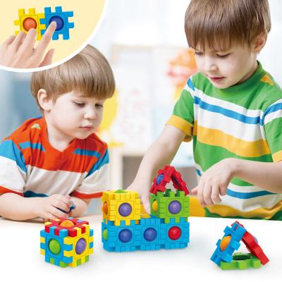 China Mini Splicing Building Toy 48pcs Assembly Montessori Push Sound Bubble Toys Decompression Sensory Person Blocks DIY Kit for Kids for sale