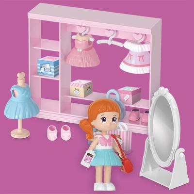 China Hot Sale Dressing Room Dressing Up Toys Set Kids Play Bedroom Furniture Toys Intellectual Pretend Toy For Girls Gift 31.7*14.7*17cm for sale