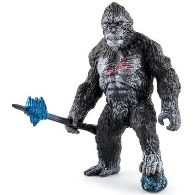 China Boys Toys Novelty Collection Simulation Orangutan Model Tabletop Ornaments Plastic Realistic Wild Animal King Kong Gorilla Toy With Weapon for sale