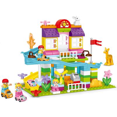 China Building Toy Creative Town Garden Castle Track Brick Set Set Preschool Kids Learning Building Stacking City Building Blocks for sale