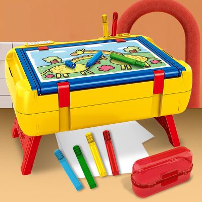 China Toy Hanye Hot Selling Educational DIY Building Bricks Painting Desktop Portable Drawing Toys Children Building Blocks for sale