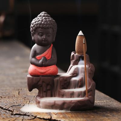 China Wholesale Chinese Zen Monk Ceramic Incense Burner, Cones Sticks Buddha Backflow Incense Incense Holder for sale