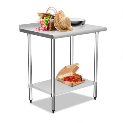 China USA & EU Style Various Good Quality Food Prep 2 Tiers Stainless Steel Commercial Worktable Kitchen Double Tiers Work Table With Under Shelf for sale