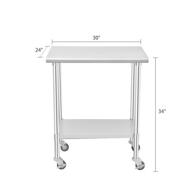 China USA & Customized High Quality EU Style Double Stainless Steel Commercial Movable Multifunctional Hotel Kitchen Workbench for sale