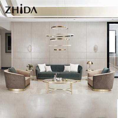 China Home Design Wholesale Nordic Living Room Furniture Stretch Zhida Sectionals Sofas Lightweight Luxury Couch Set With Gold Metal Base for sale