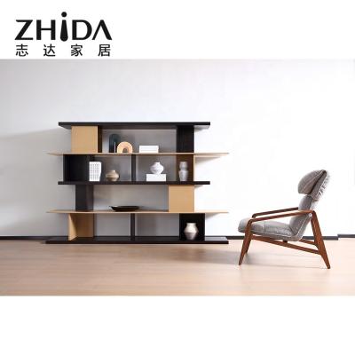 China Zhida OEM supplier venee modern custom smoke yellow matte painting MDF modern bookshelf for library for sale