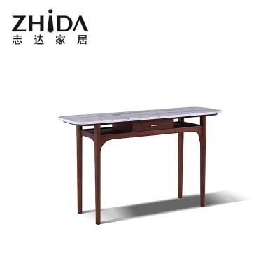 China China factory direct sale modern natural marble frame walnut color gray white modern console table for sale