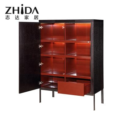 China Modern new arrival general purpose living room kitchen black italian high quality sideboard with in line led light for sale for sale