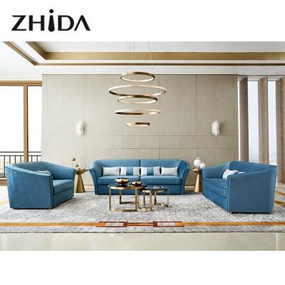 China Italy Light Design Zhida Villa Home Living Room Furniture 4 Seater Luxury 3 Seater 2 Seater Luxury High End Fabric Sofa Set for sale