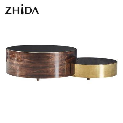 China Zhida Light Luxury Factory Wholesale Gold Round Coffee Center Table for sale