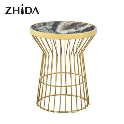 China China Furniture Supplier High Quality Home Luxury Side Extendable Sofa Side Living Room Metal Base Artificial Marble Table For Villa for sale