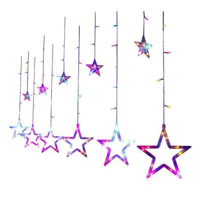 China New High Efficiency Holiday Lights Christmas Wedding Led Curtain Lights Net Red Room Decoration Spring Festival Five-pointed Star String Lights for sale