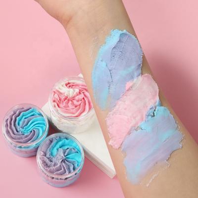 China Bubble Foaming Rainbow Bath Shower Wholesale Gel Shaving Fruity Scent Base Whipped Body Soap Scrub for sale