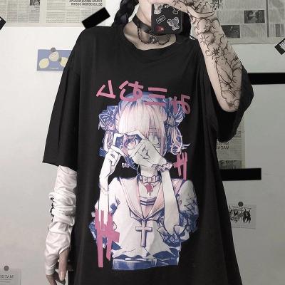 China Breathable Gothic Oversized Vintage Women's T-shirt Top Female Summer 2021 Harajuku Clothes Anime Print Aesthetic Tee Shirt Oversize for sale