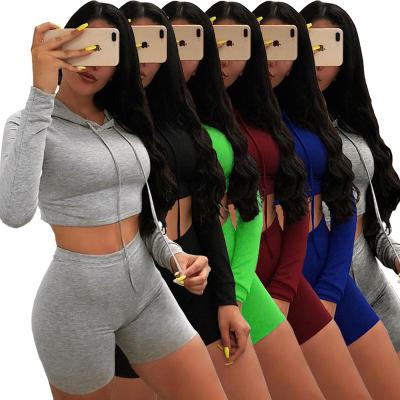 China Anti-Wrinkle 2021 Summer New Arrivals Listing Fashion Solid Color Shorts 2 Piece Set Women's Clothing Women's Two Piece Short Set for sale