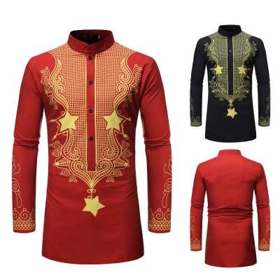 China Anti-pilling Autumn New Casual Fashion Men 2020&'S Long Sleeve Shirt Personality Basic Style Totem Printed Ethnic African Race for sale