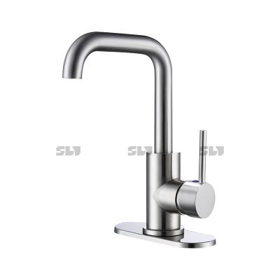 China Cupc Faucets CE Single Handle Matt Black Sus 304 Stainless Steel Bathroom Basin Sink Faucet Metered Single Tap For Bathroom for sale