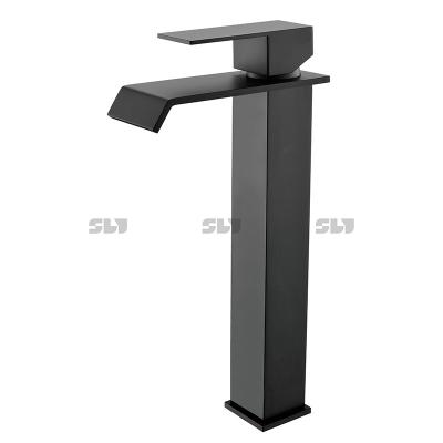 China High Quality Luxury Metered Waterfall Bathroom Basin Faucets Mixer Taps SLY Matte Black Chrome Washroom Basin Faucets for sale