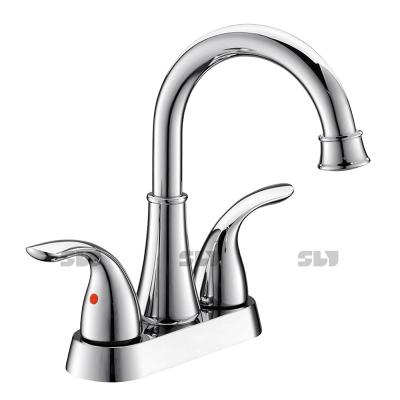 China 2022 Lavatory Faucet 2 Inch Handle Bathroom Water Faucet 4 Taps Arc Goose Neck Sink Mixer Basin Faucet 2022 for sale