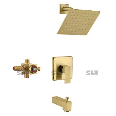 China Without Slide Bar Bath Shower Faucet Set Wall Mounted Full Concealed Brass Mixer Tap for sale