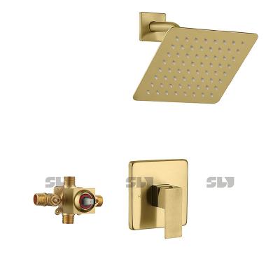 China Without Sliding Bar NAUTICAL Rainfall Rain Bath Bathroom Bath And Wall Mounted Full Hidden Brass Shower Faucet Set System Mixer for sale