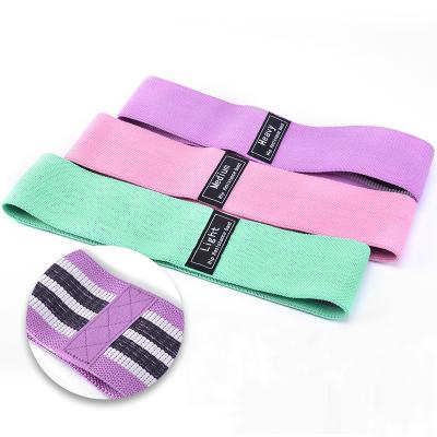 China Durable Fitness Elastic Band Gym Gym Custom Logo Print 3 Exercise Fabric Resistance Bands for sale