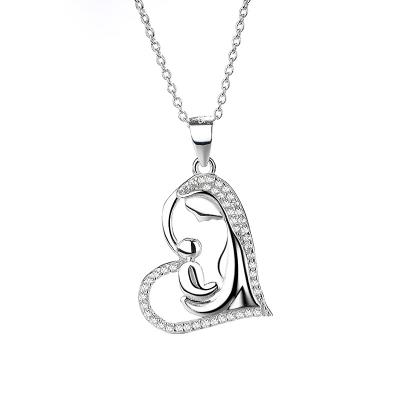 China Hainon Heart Pendant Jewelry s925 Sterling Silver Wholesale Environmental Friendly Fashion Ladies Simple Diamond Necklace for sale