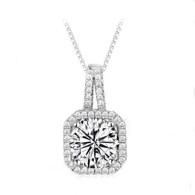 China Hainon Romantic Accessory Pendant Micro-inlaid Silver Material Square Zircon Pendant 925 Charm Gift for sale