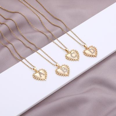 China Hainon Romantic A-Z Initial Necklace Dainty Personalized Letter Heart Necklace Gift For Women Necklace Jewelry for sale