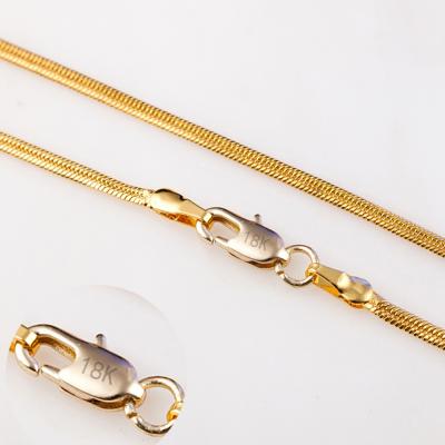 China Men's FASHIONABLE Gold Chains 2mm Flat Snake Necklace 18k Gold Stamped 18kgf 20 Inch Chain Stock Wholesale for sale