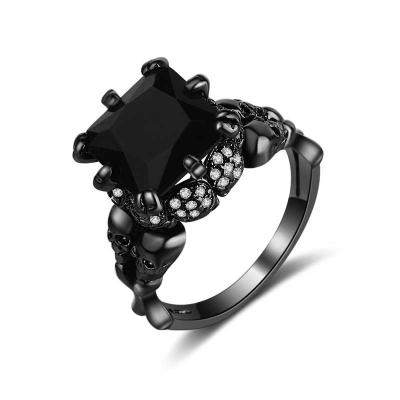 China CLASSIC Black Gold Rings AAA Zircon Skull Rings For Men Fashion Jewelry Factory Wholesale Rings For Women for sale