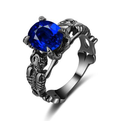 China Popular Jewelry Factory Wholesale A.C.A. Mens Rings Oval Royal Blue Zircon Skull Oval Zircon Rings For Women Hainon for sale