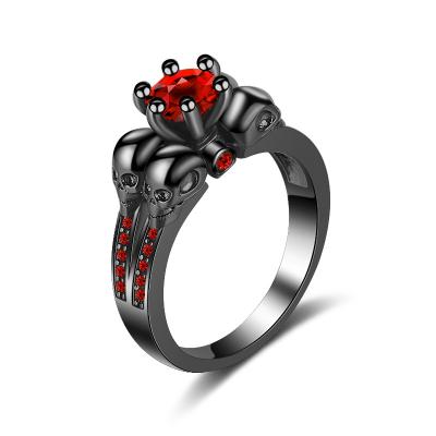 China New Fashion Popular Jewelry Factory A.C.A. Women Rings Red Zircon Skull Rings For Women Hainon Wholesale for sale